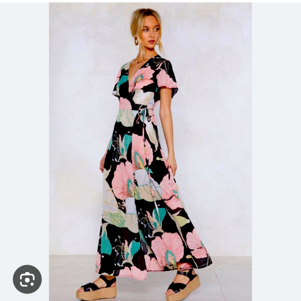 Nasty Gal Summer in the City Floral Wrap Dress